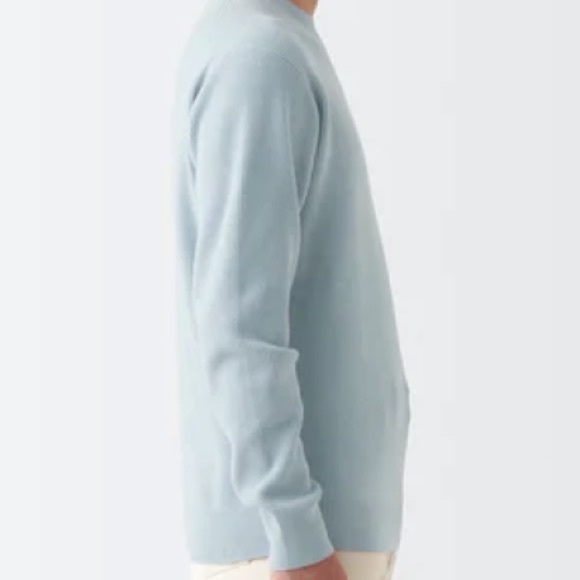 Muji Men's Shape-Keeping Knitted Crew Neck Sweater size small. blue - Picture 3 of 7